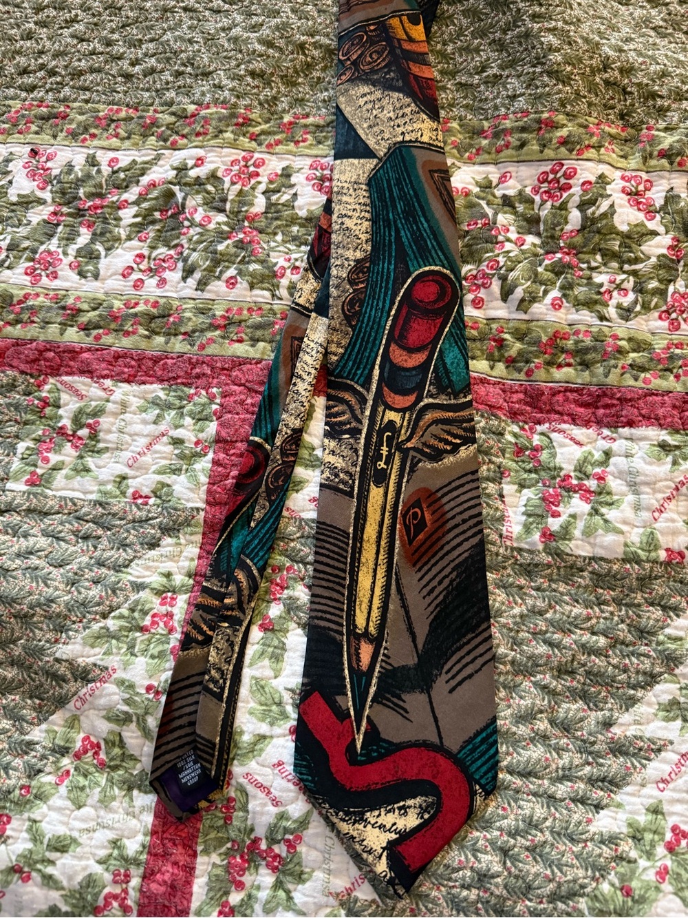 Nicole Miller The Beatles Tie in Teal, Purple, Black and Gold